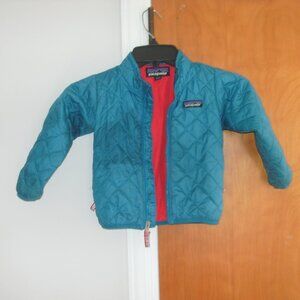 Patagonia Nano Puff Lightweight Full Zip Jacket Coat Blue with Red Lining ~ 2T